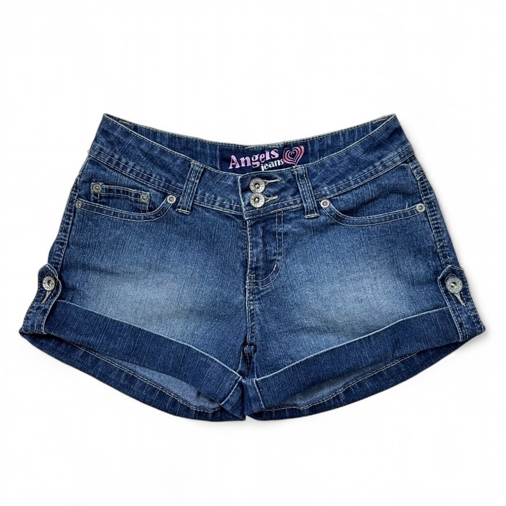 Vtg Y2K Angels Jeans Low Rise Mini Denim Shorts Stretch Women's Sz 3